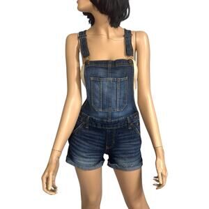 Denim Shortalls Cuffed Overall Shorts NOBO S Retro Coachella Festival Farm Y2k